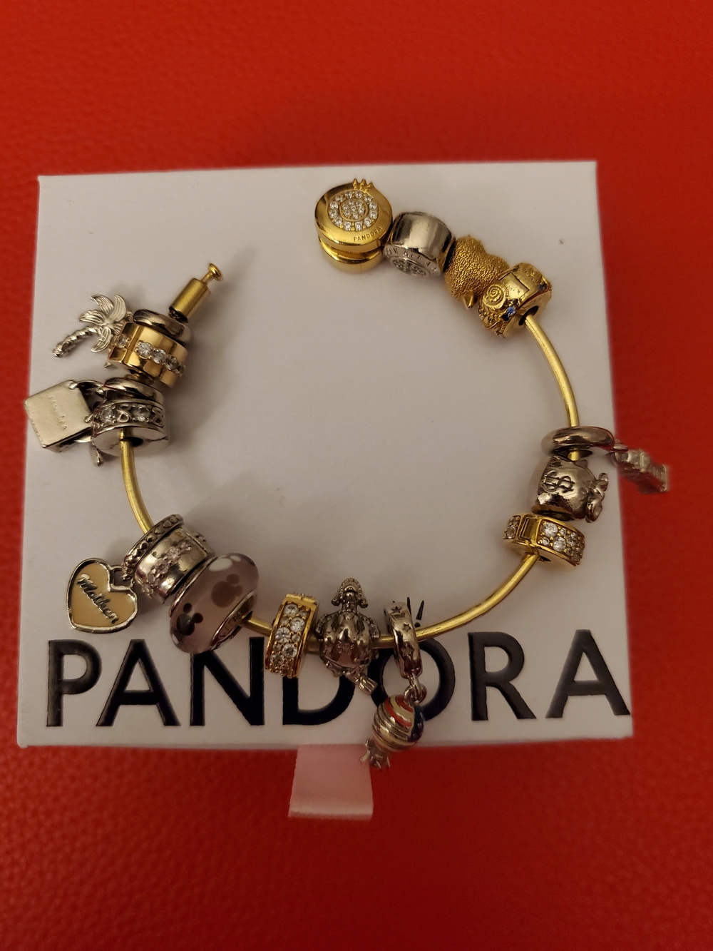 Pandora 14k Gold Charm Bracelet Bangle Small Size